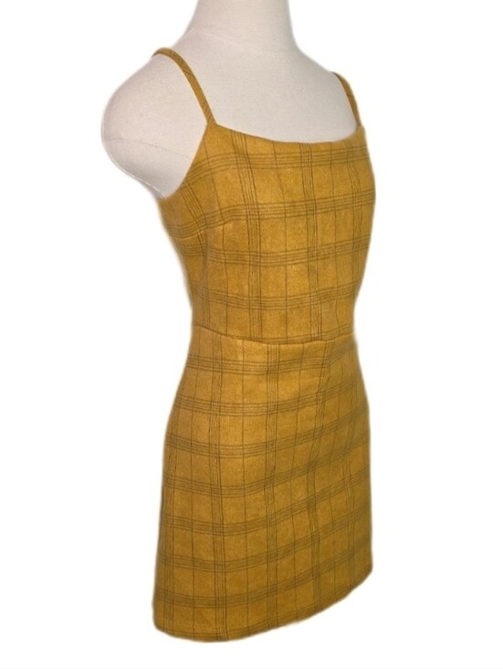 She + Sky Dresses & Skirts - She + Sky Dress Tartan Plaid Sleeveless Preppy Y2K Style Mini Gold Size L